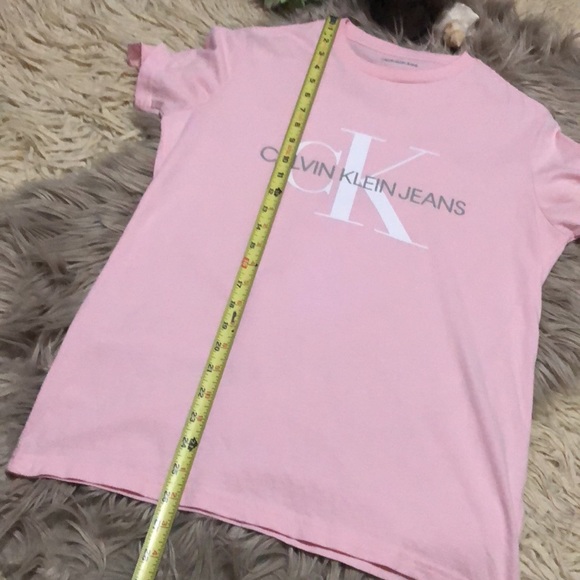 Mens Calvin Klein Short Sleeve-Sz xs-Cotton-Pink-White/Gray Logo - Picture 6 of 9